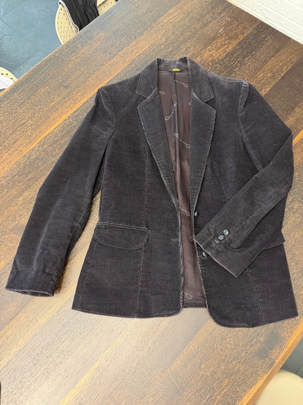 Oscar de la Renta Black Corduroy Blazer